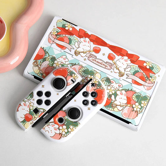 Estuche para Nintendo Switch con diseño de conejito de fresa