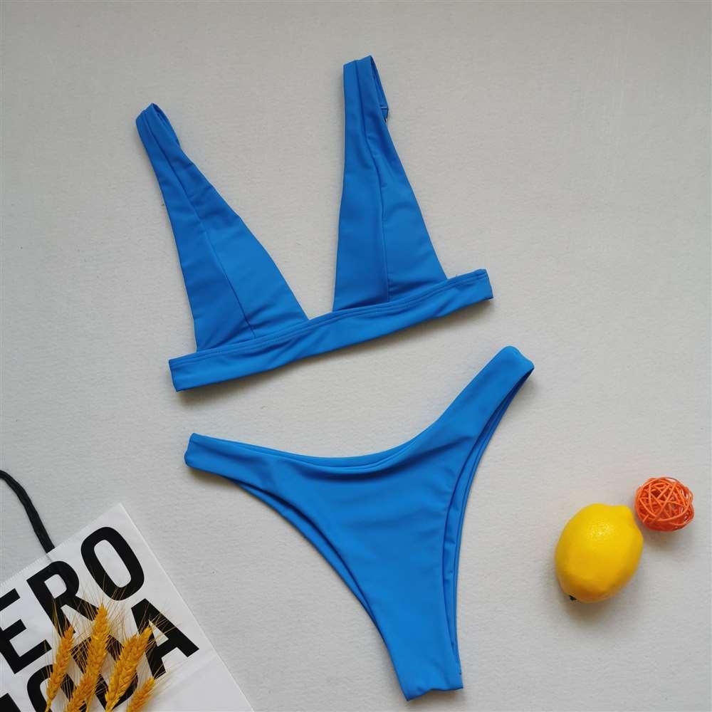 Lemon Print Triangle Bikini Set