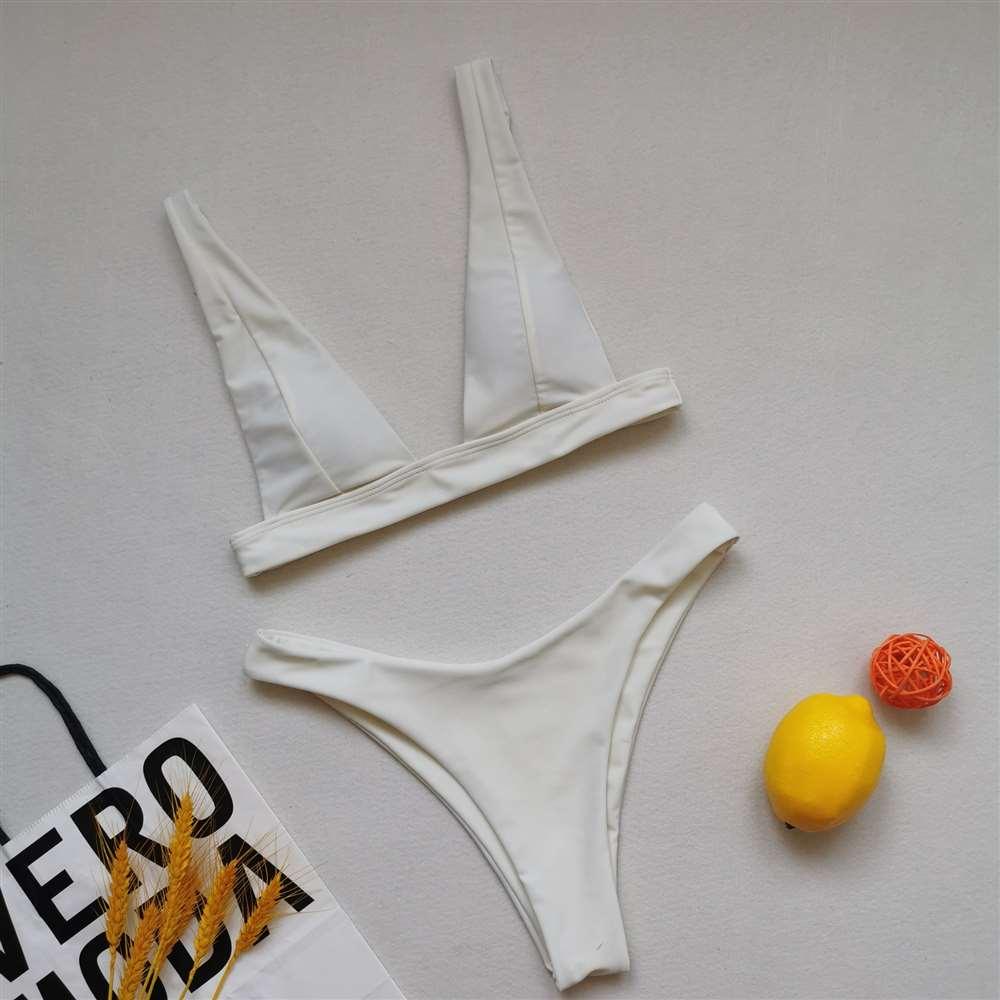 Lemon Print Triangle Bikini Set