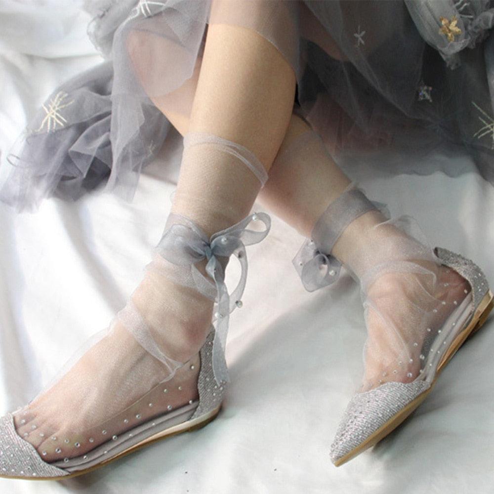Sheer Pearl Crew Socks