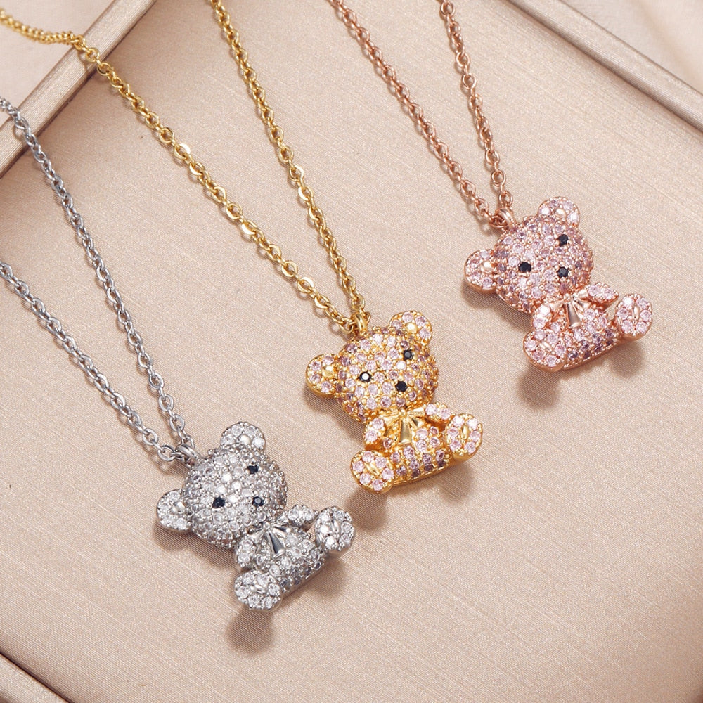 Collier pendentif ours en peluche