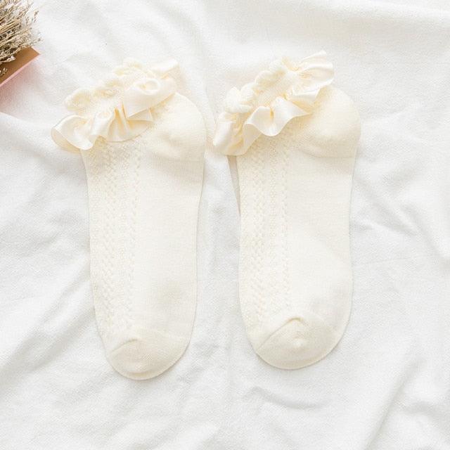 Ribbon Ruffle Anime Crew Socks