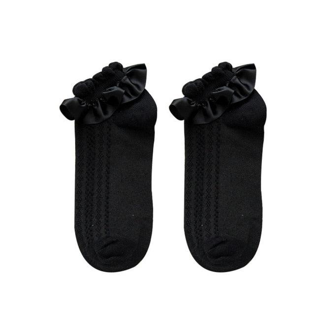Ribbon Ruffle Anime Crew Socks