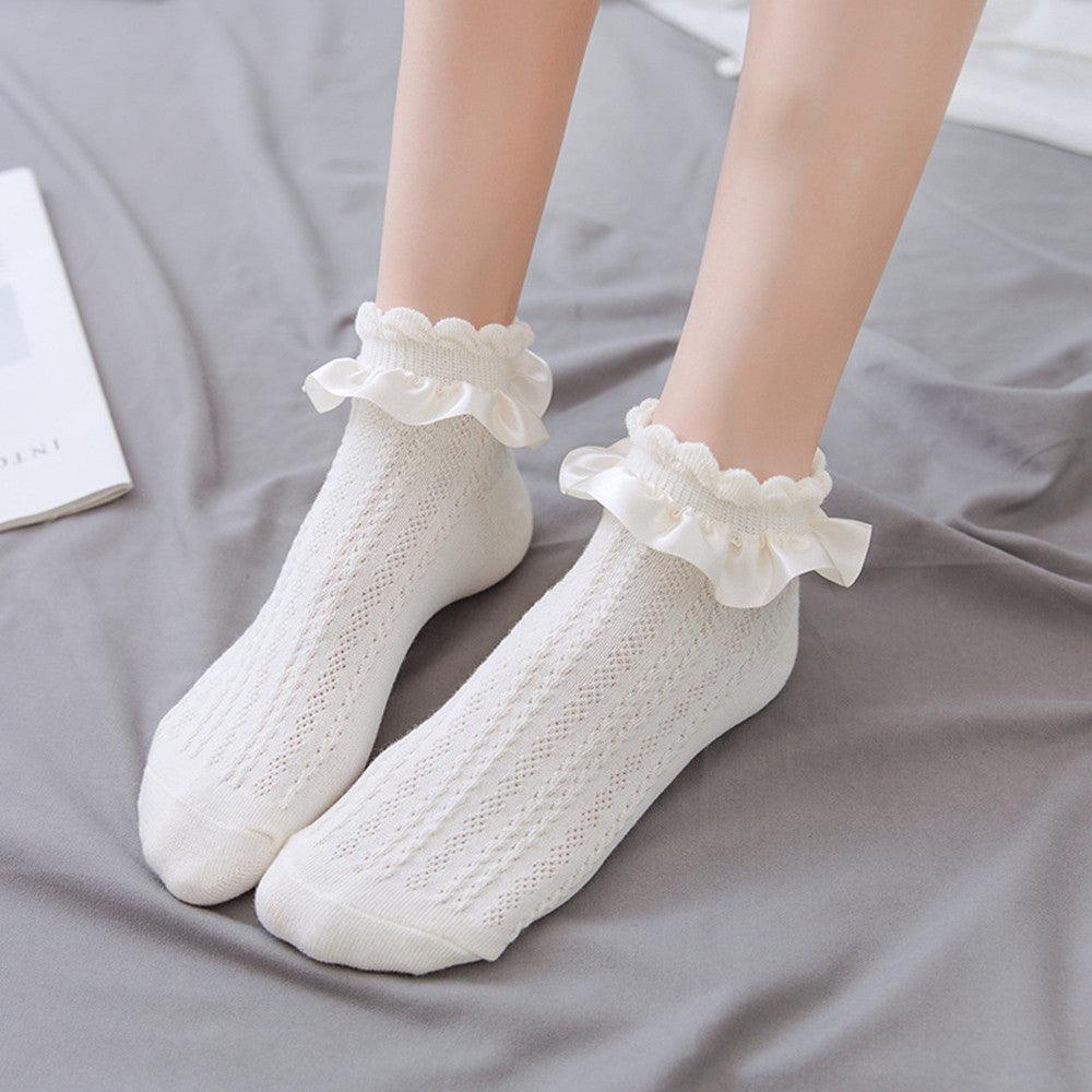 Ribbon Ruffle Anime Crew Socks