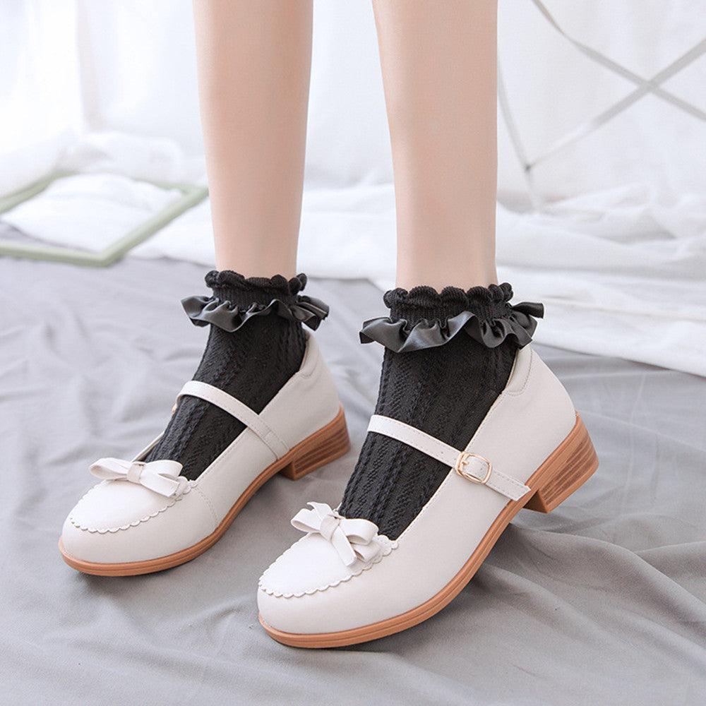 Ribbon Ruffle Anime Crew Socks