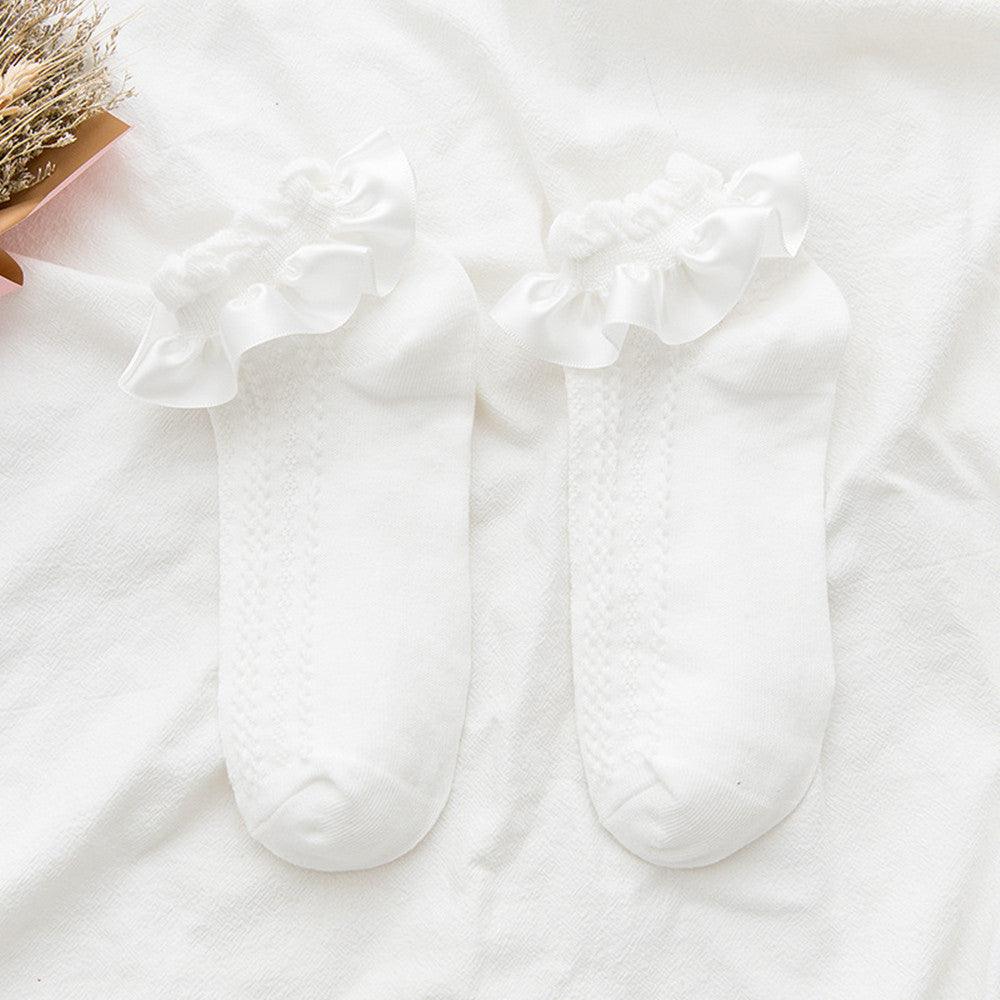 Ribbon Ruffle Anime Crew Socks