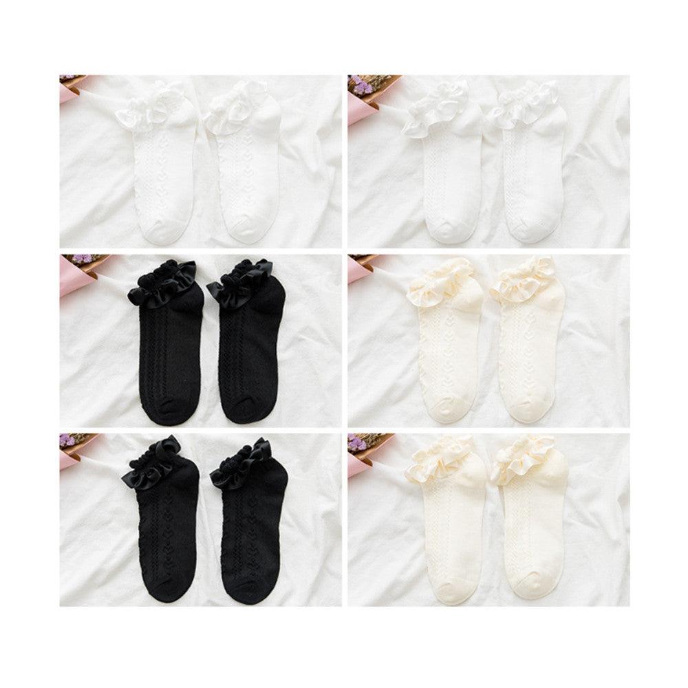 Ribbon Ruffle Anime Crew Socks