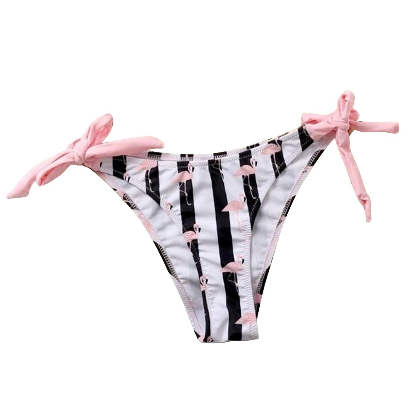 Bow Ruffle Sleeve Stripe Bikini Set