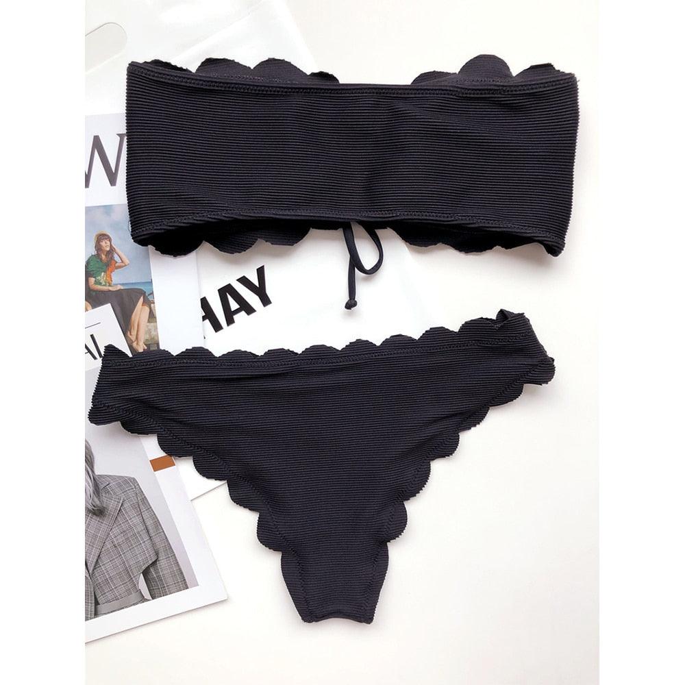 Polka Dot Bow-Front Micro Bikini