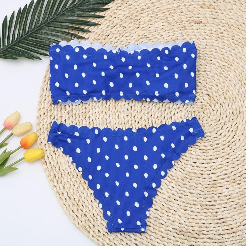 Polka Dot Bow-Front Micro Bikini