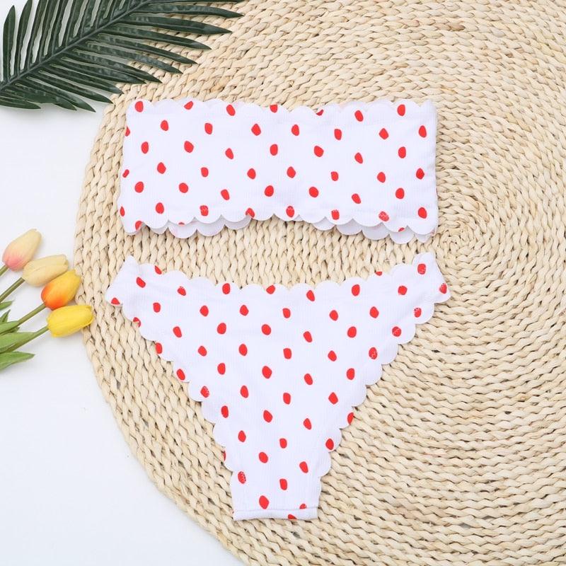 Polka Dot Bow-Front Micro Bikini