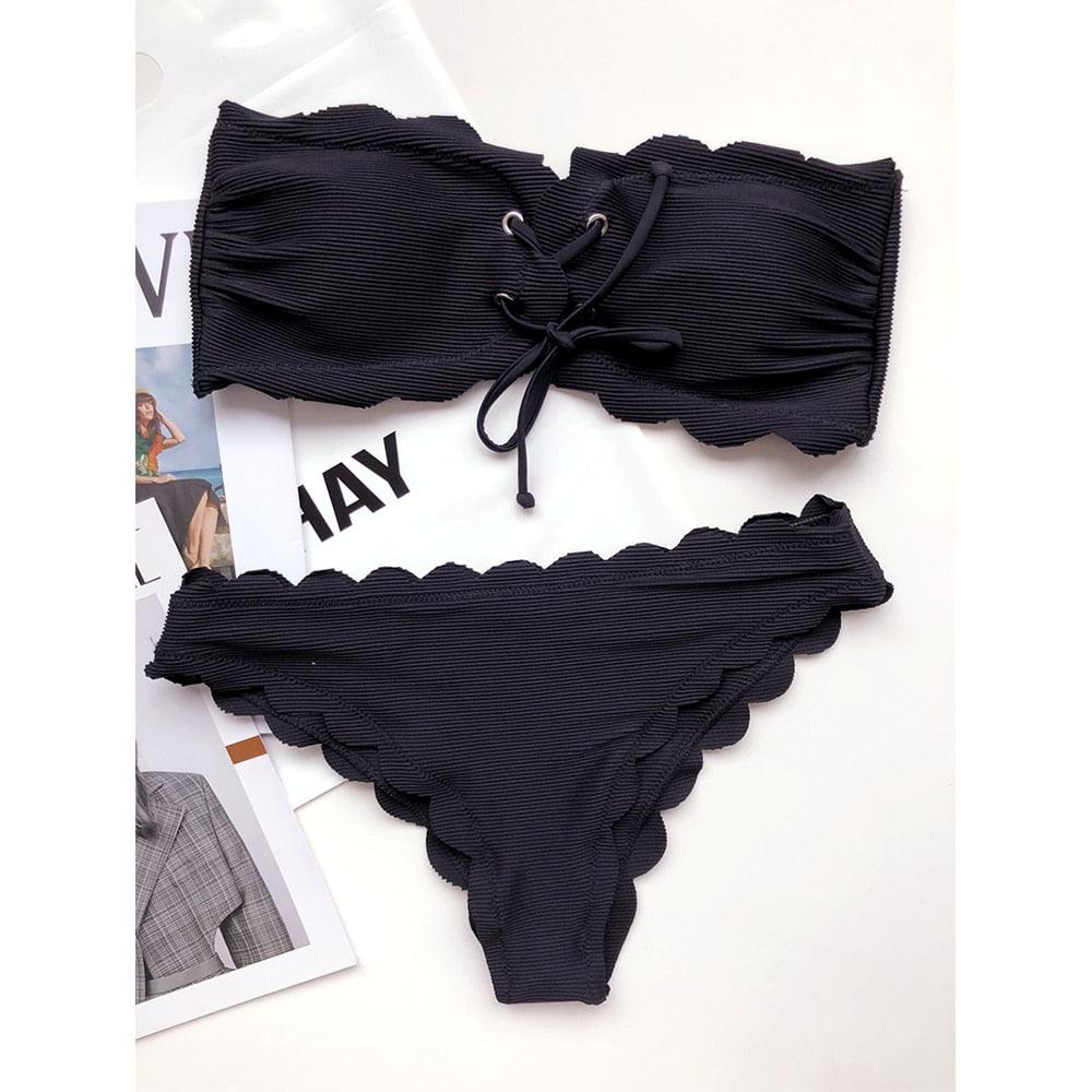 Polka Dot Bow-Front Micro Bikini
