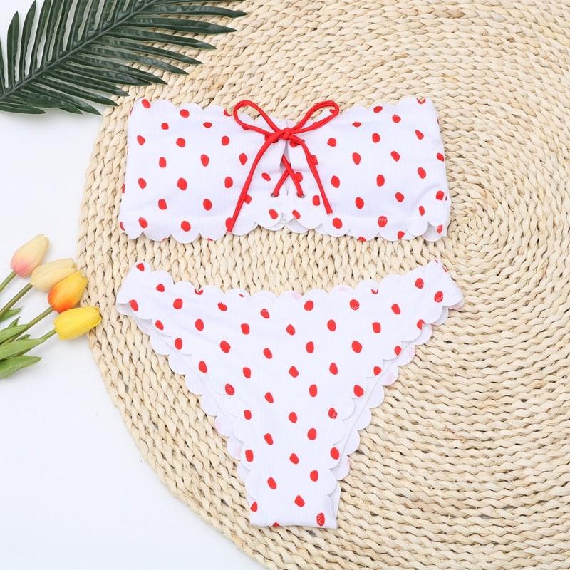 Polka Dot Bow-Front Micro Bikini