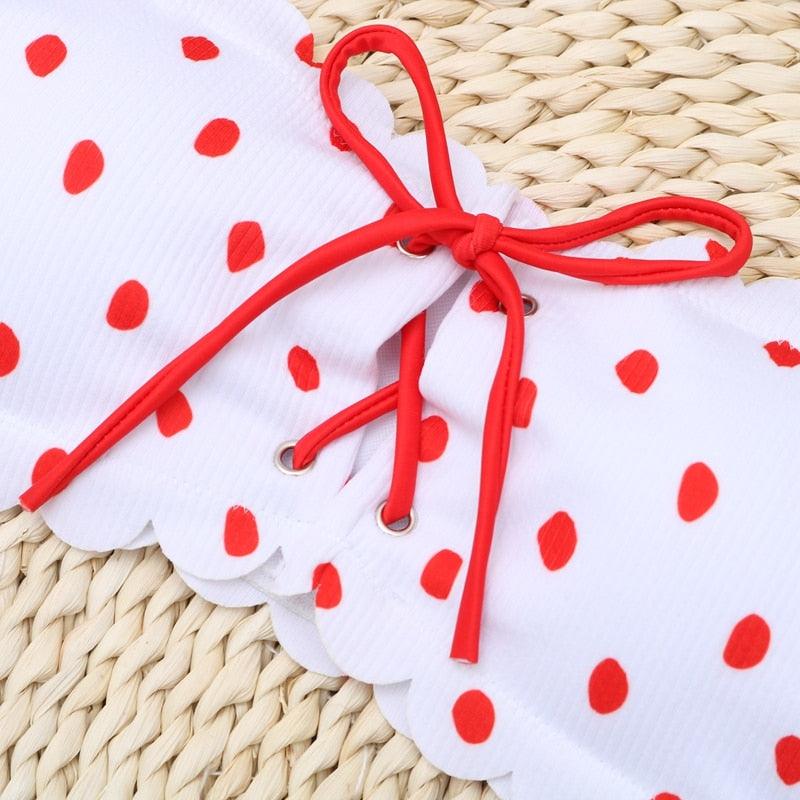 Polka Dot Bow-Front Micro Bikini