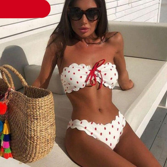 Polka Dot Bow-Front Micro Bikini