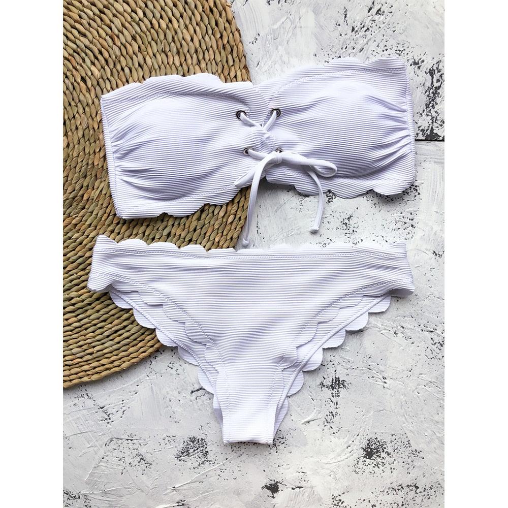 Polka Dot Bow-Front Micro Bikini