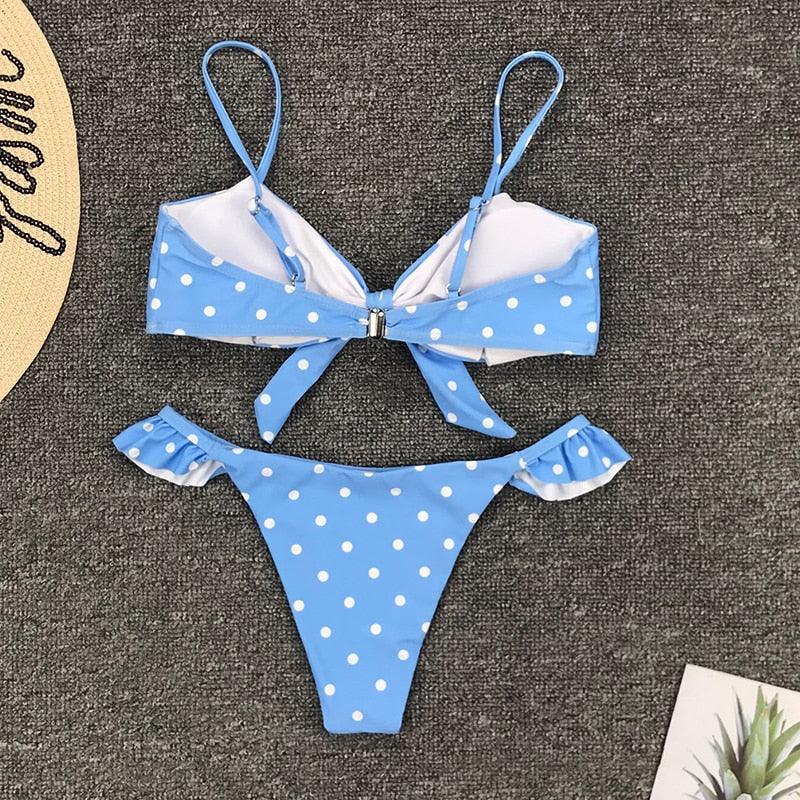 Polka Dot Bow-Front Micro Bikini