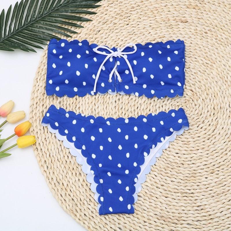 Polka Dot Bow-Front Micro Bikini