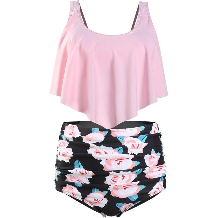 Ruffle Flounce High Waist Bikini — Plus Size