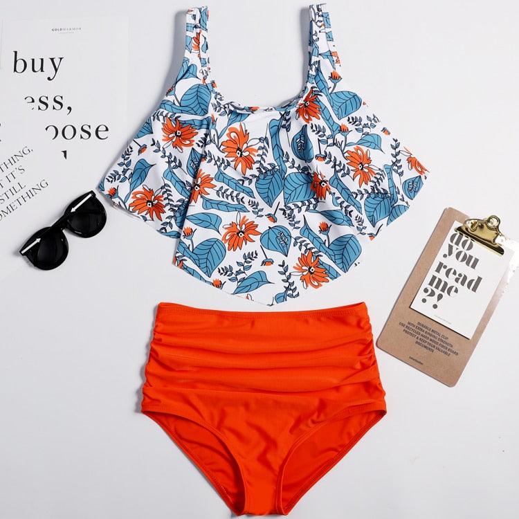 Ruffle Flounce High Waist Bikini — Plus Size