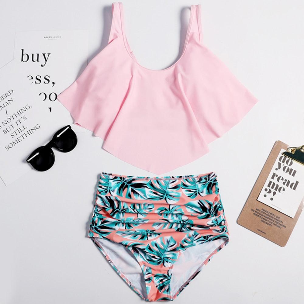 Ruffle Flounce High Waist Bikini — Plus Size