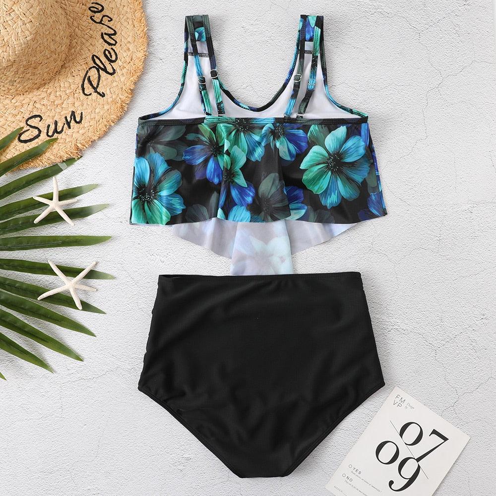 Ruffle Flounce High Waist Bikini — Plus Size