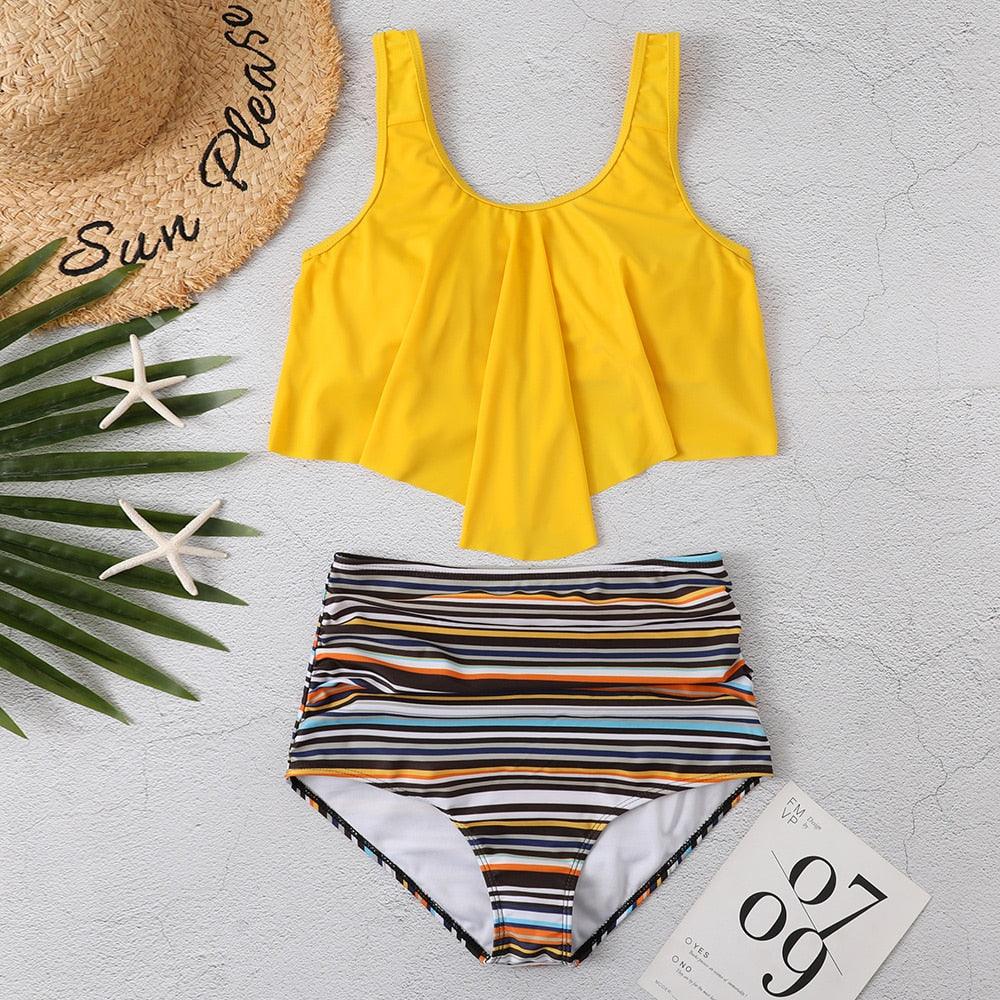Ruffle Flounce High Waist Bikini — Plus Size
