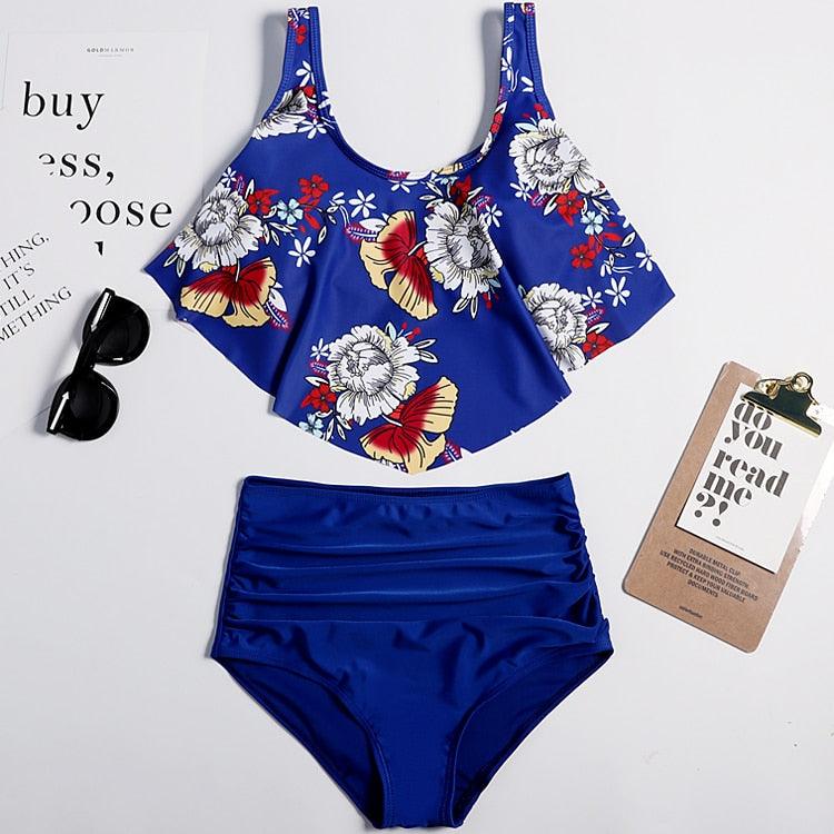 Ruffle Flounce High Waist Bikini — Plus Size