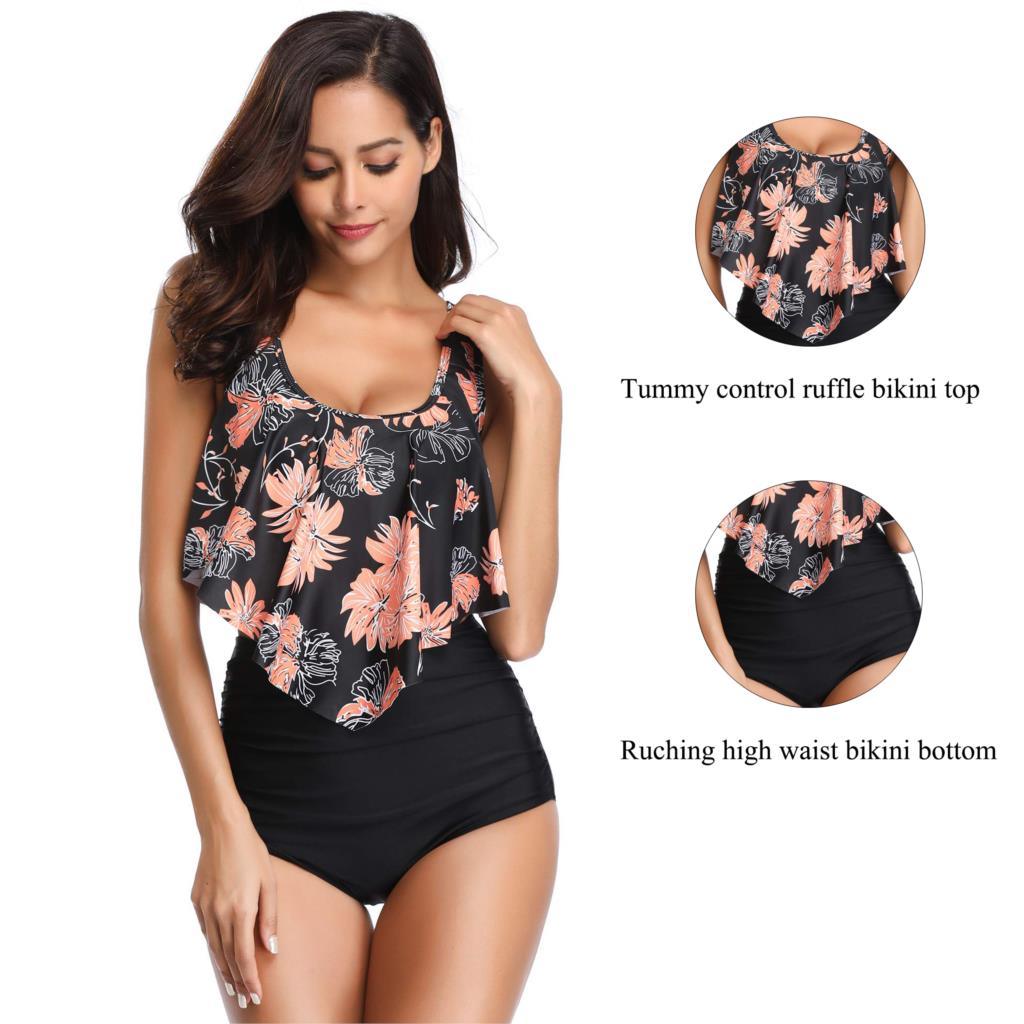 Ruffle Flounce High Waist Bikini — Plus Size