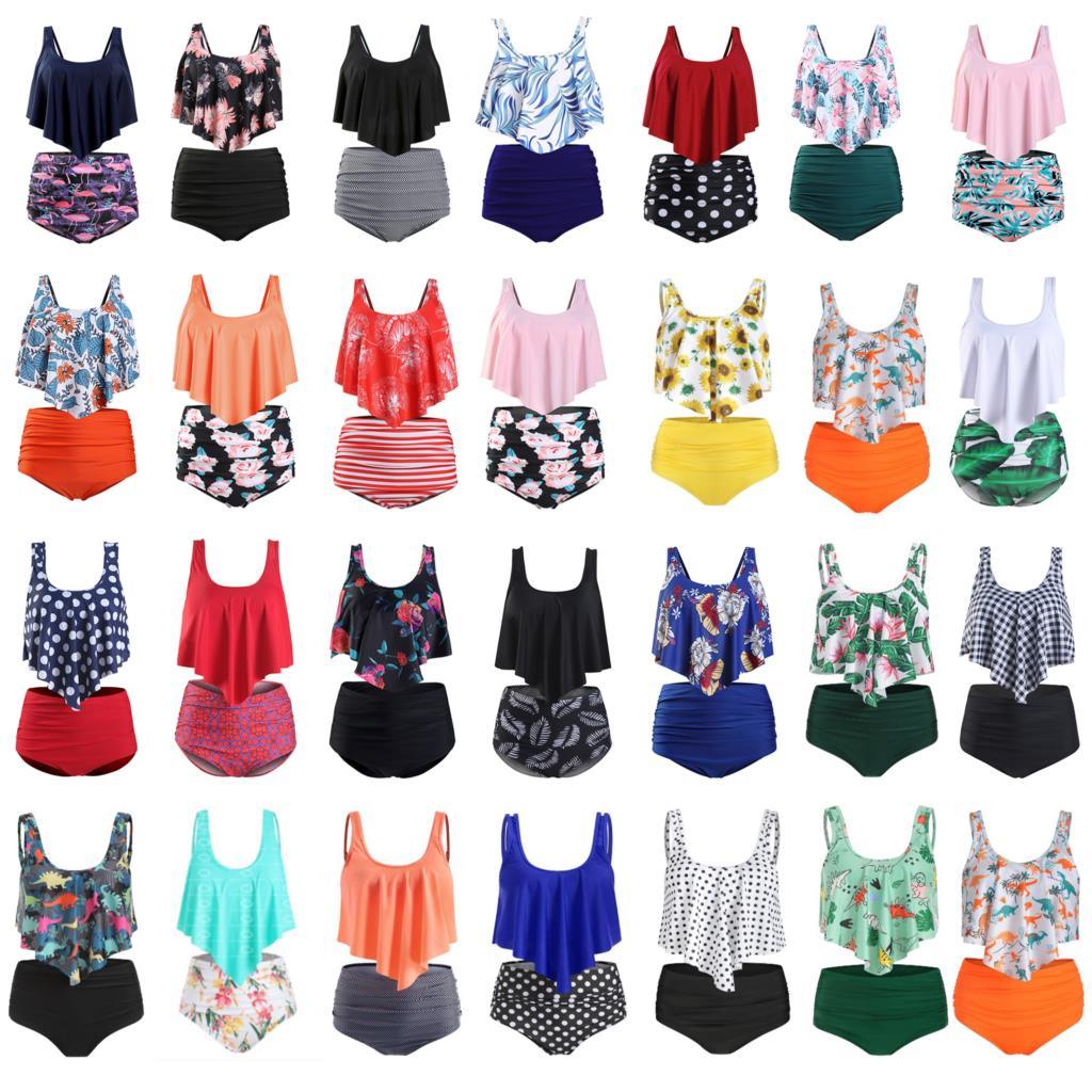 Ruffle Flounce High Waist Bikini — Plus Size
