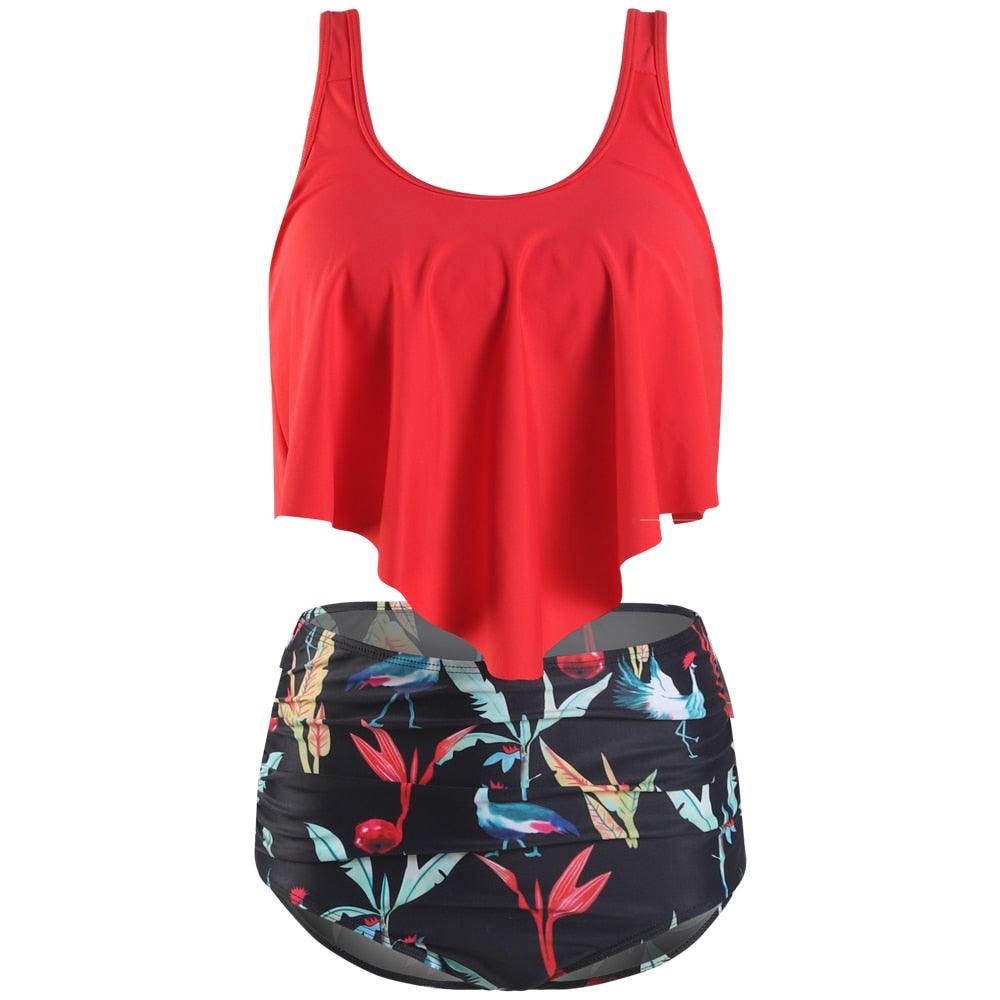 Ruffle Flounce High Waist Bikini — Plus Size