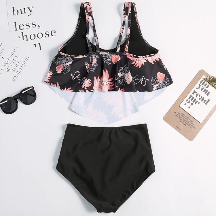 Ruffle Flounce High Waist Bikini — Plus Size