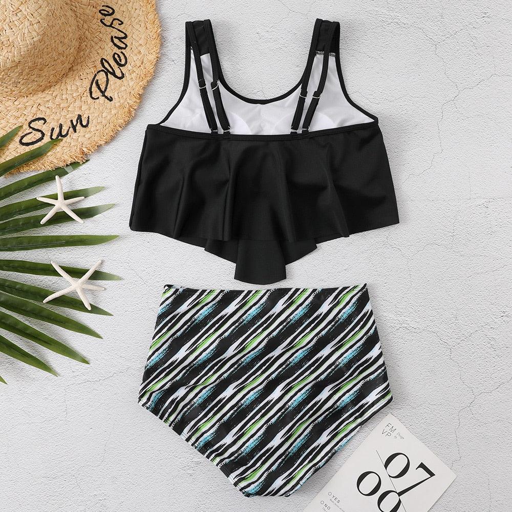 Ruffle Flounce High Waist Bikini — Plus Size