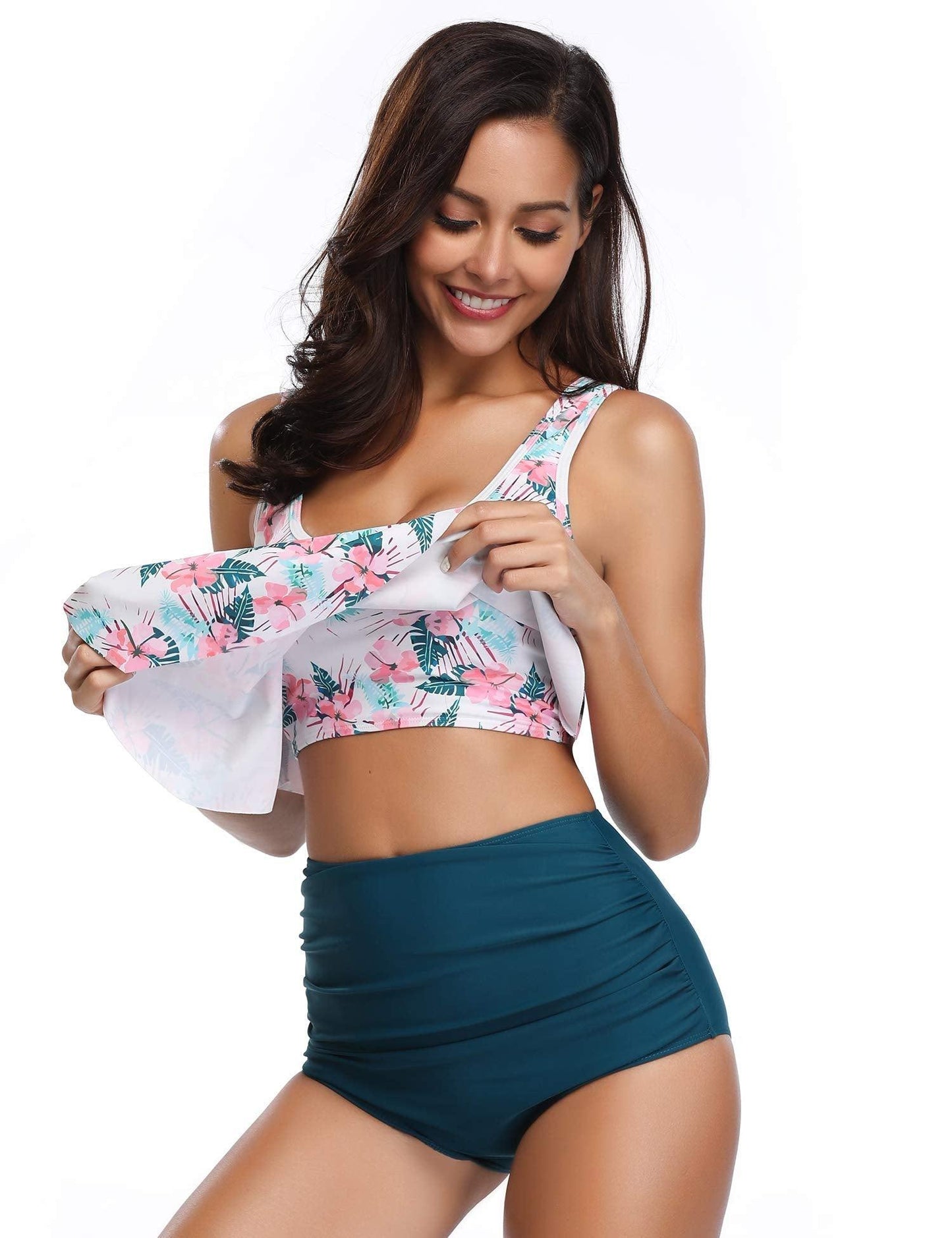 Ruffle Flounce High Waist Bikini — Plus Size