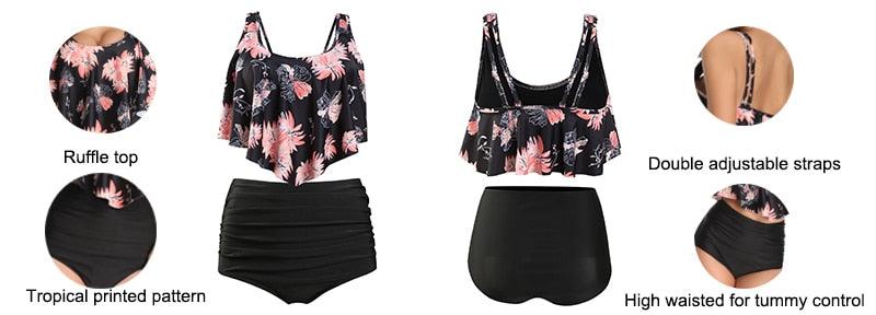 Ruffle Flounce High Waist Bikini — Plus Size