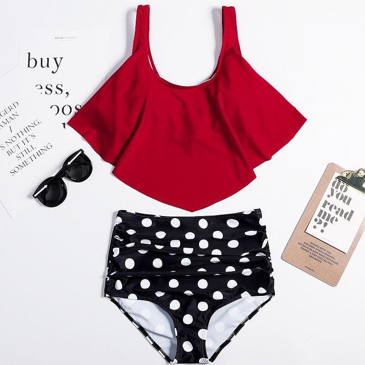 Ruffle Flounce High Waist Bikini — Plus Size