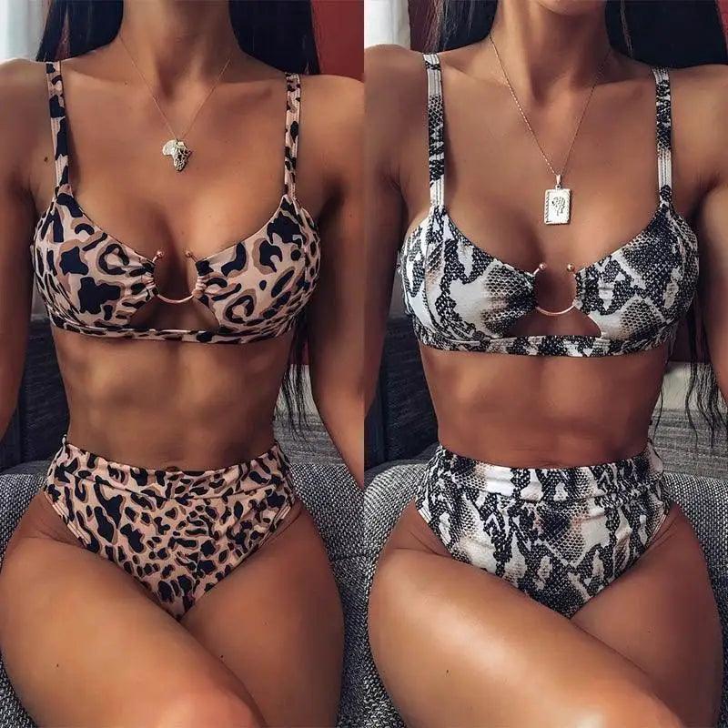 Leopard & Snake Multi-Print High Waist Bikini
