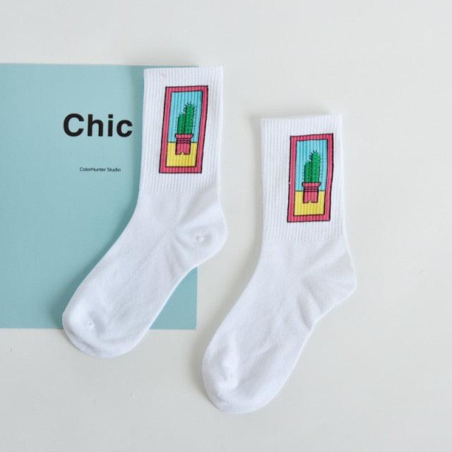 Y2K Graphic Crew Socks