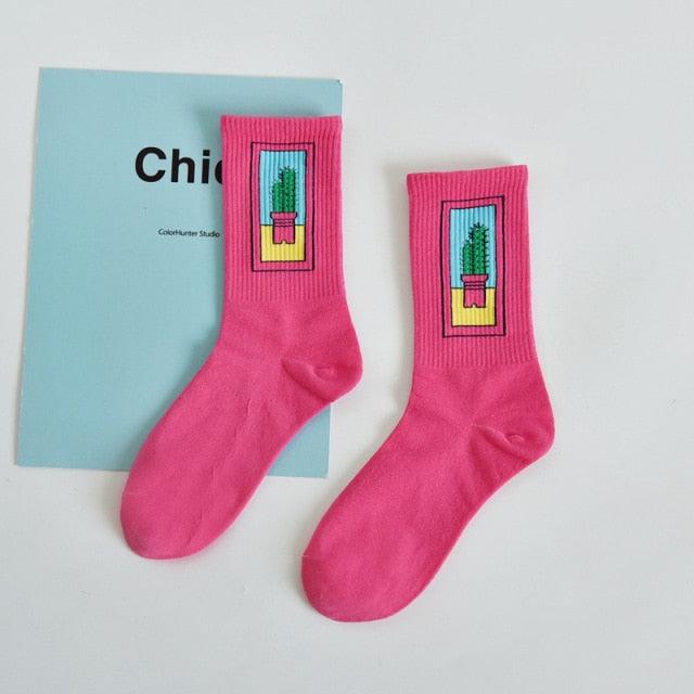 Y2K Graphic Crew Socks