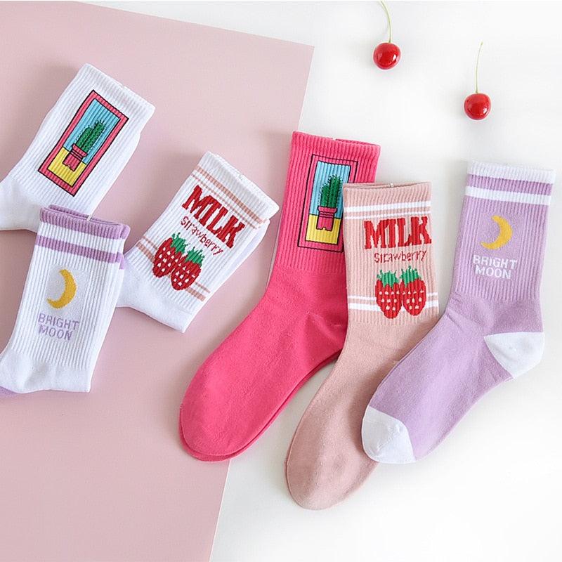 Y2K Graphic Crew Socks