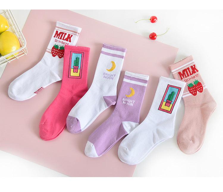 Y2K Graphic Crew Socks