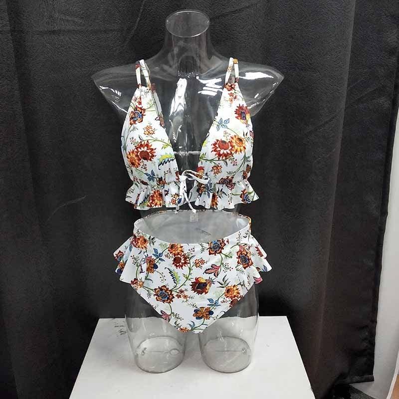 Ruffled Bra High Waist Bikini Set