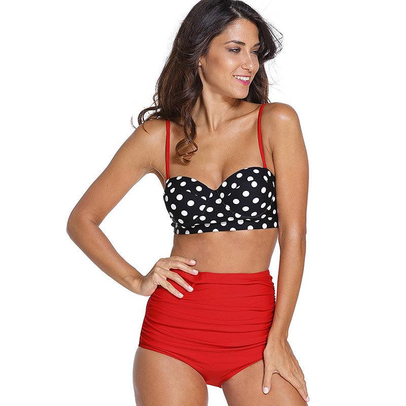 Vintage Polka Dot Push-Up High Waist Bikini