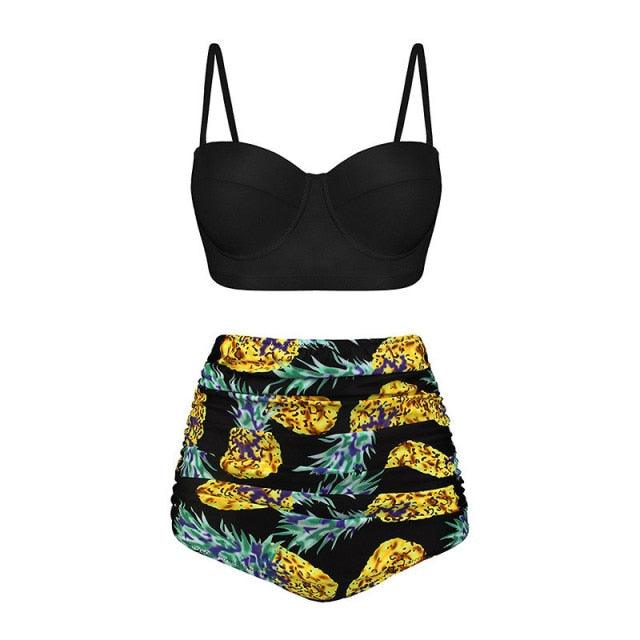 Vintage Polka Dot Push-Up High Waist Bikini
