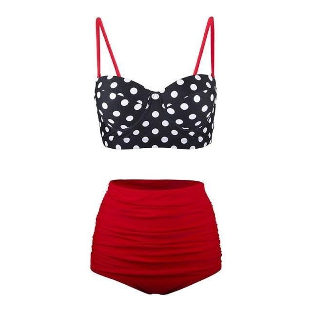 Vintage Polka Dot Push-Up High Waist Bikini