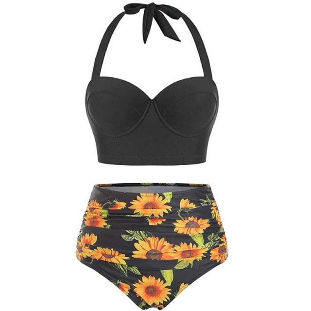 Vintage Polka Dot Push-Up High Waist Bikini