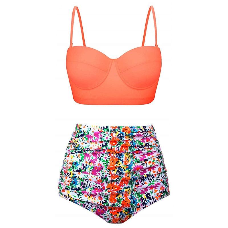 Vintage Polka Dot Push-Up High Waist Bikini