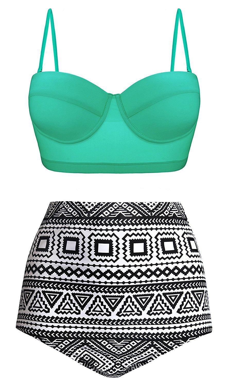 Vintage Polka Dot Push-Up High Waist Bikini