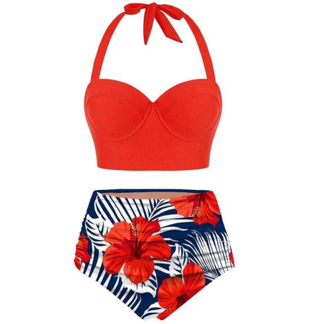 Vintage Polka Dot Push-Up High Waist Bikini