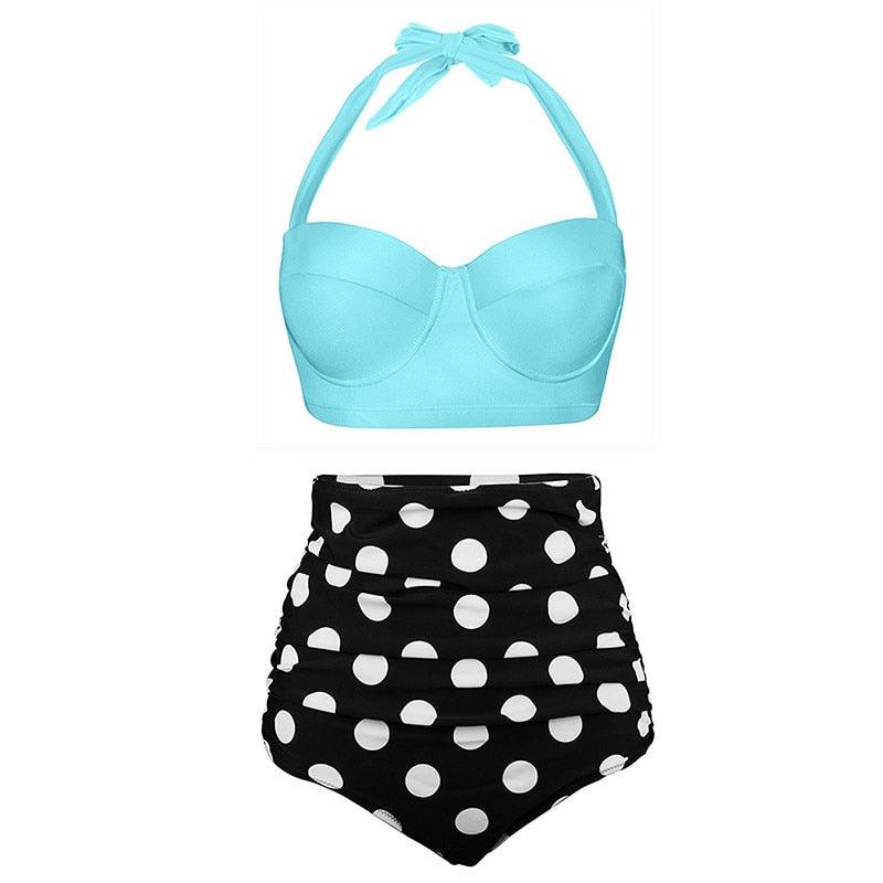 Vintage Polka Dot Push-Up High Waist Bikini